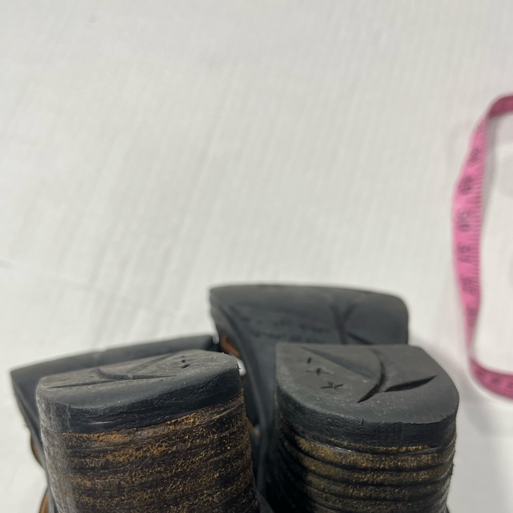 A.S. 98 BLACK LEATHER STRAPY HEELED SANDAL - Picture 10 of 16